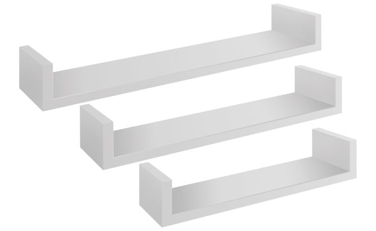 Calamita set 3 mensole in mdf bianco- -Bianco-Mdf