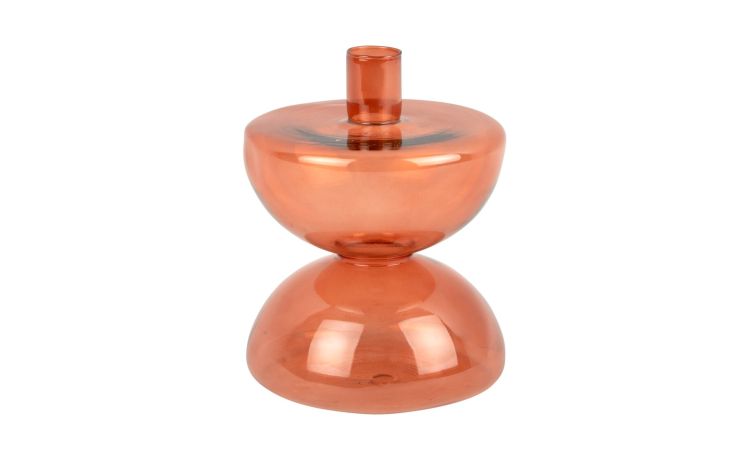 Diablo porta candela in vetro arancione Ø12 cm--Arancione-Vetro