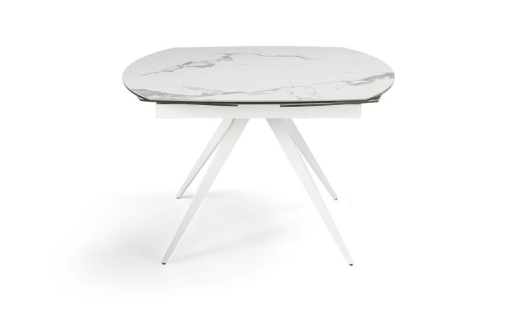 Ventaglio tavolo allungabile bianco-Con piano in gres effetto marmo-Bianco-Gres-76 cmx120 cm