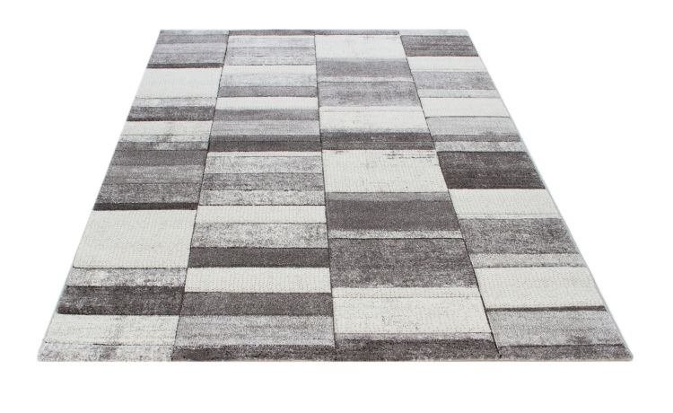 Sasso tappeto bianco e grigio a quadri 160x230 cm--Grigio-Polipropilene-230 cmx160 cm