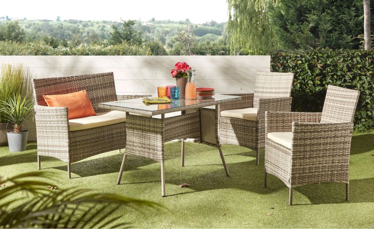 Havanas set in rattan grigio-Set 2 poltrone