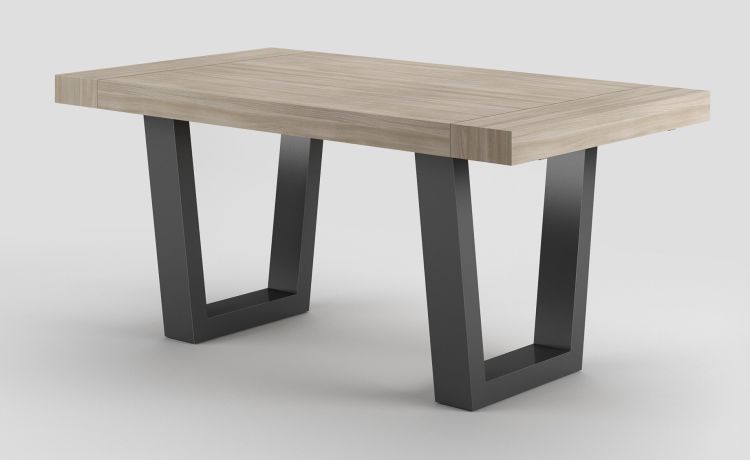 Dual tavolo in pannello nobilitato colore olmo L140/220 cm-Le braccia di allungamento in legno di faggio-Legno chiaro-Nobilitato-76 cmx140 cm
