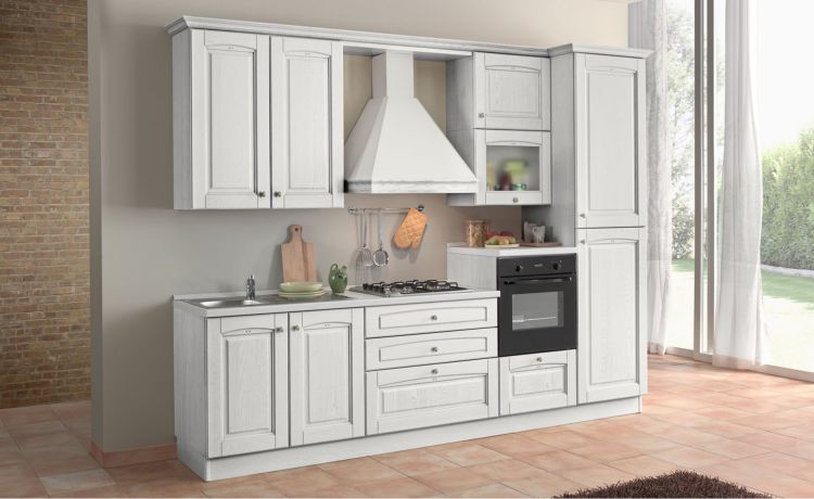 Adele cucina 308 cm colore bianco -3 elettrodomestici-Bianco-Pannello-222 cmx308 cm