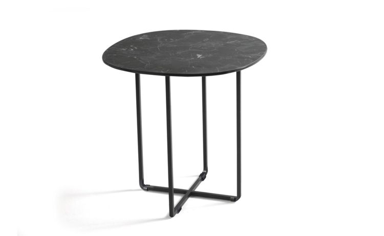 Benny tavolino nero rotondo in ceramica-effetto marmo nero greco opaco-Nero-Ceramica-47 cmx50 cm