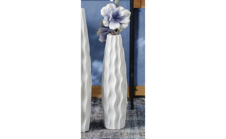Polka vaso onde H58 cm in ceramica bianca- -Bianco-Ceramica
