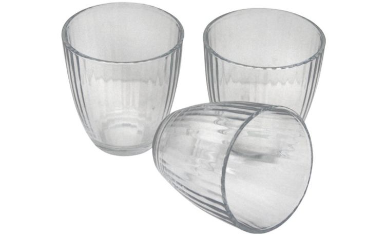 Linea set 3 bicchieri acqua in vetro trasparente- -Trasparente-Vetro