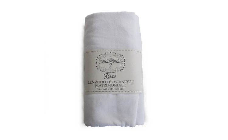 Lenzuolo con angoli in raso matrimoniale bianco---100% Cotone-Matrimoniale
