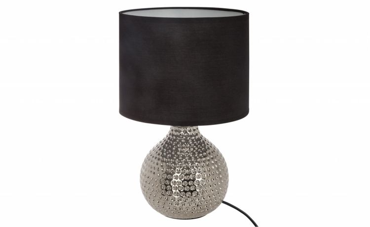 Berny lampada da tavolo E14 40W in gres argento - -Nero-Gres