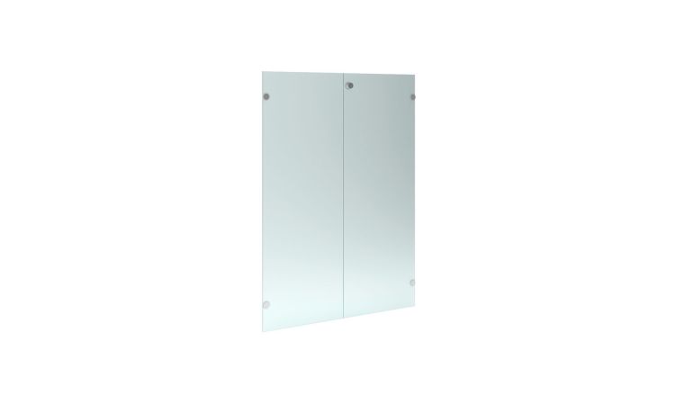 Pixel Set 2 ante vetro-maniglia betulla - L90 x H125 cm-Legno bianco-Pannello-125 cmx90 cm