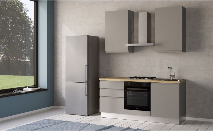 Iris cucina 180 cm colore grigio chiaro -2 elettrodomestici--Melaminico