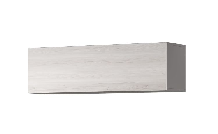 Gilda pensile 1 anta a vasistas frassino ghiaccio L120 cm-Struttura colore titanio-Legno bianco-Pannello-36 cmx120 cm