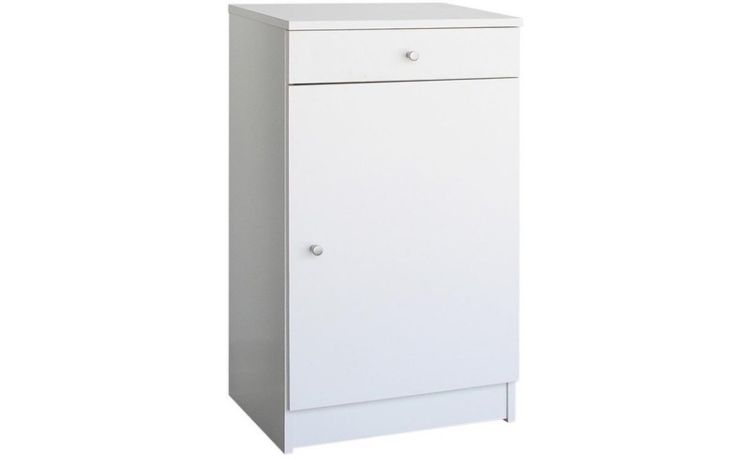 Space mobiletto bianco 1 anta e 1 cassetto- -Bianco-Pannello-80 cmx46 cm