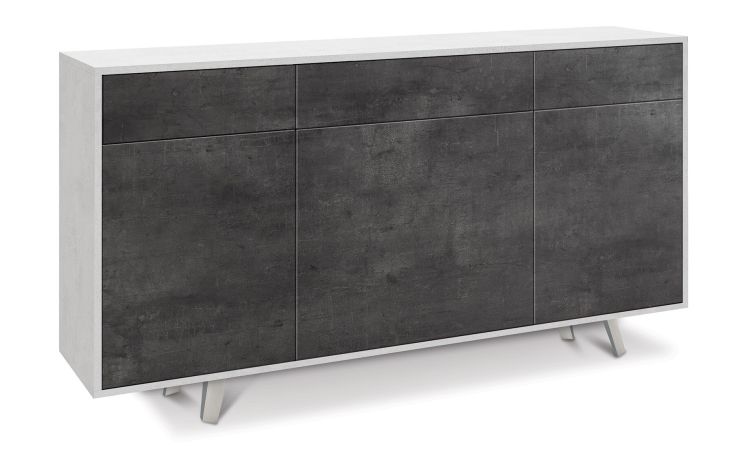 Divina madia 3 ante+3 cassetti ossido bianco/ossido nero--Bianco-Pannello melaminico-92 cmx164 cm