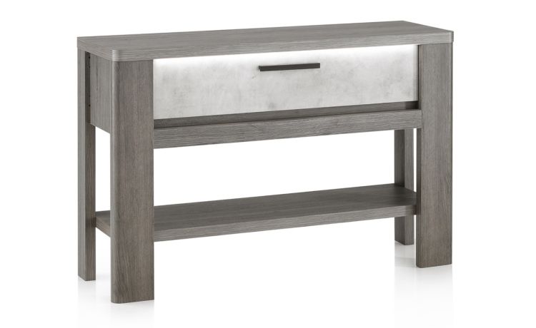 Tallin consolle legno scuro e pietra naturale-1 cassetto