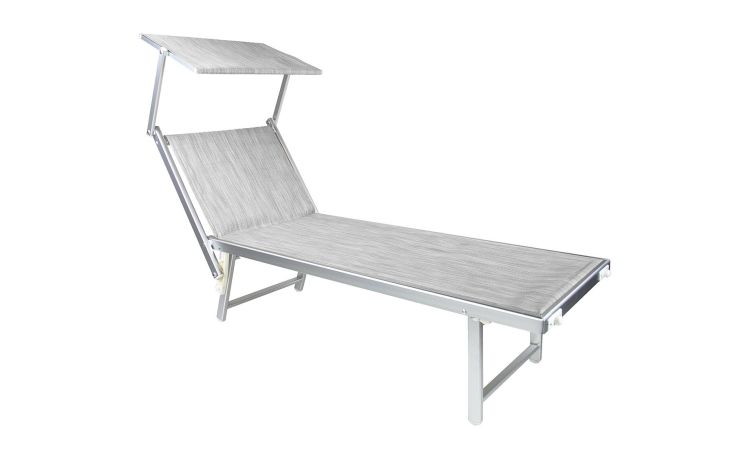 Saona lettino in alluminio grigio chiaro-Seduta in textilene-Grigio-Alluminio-38 cmx186 cm