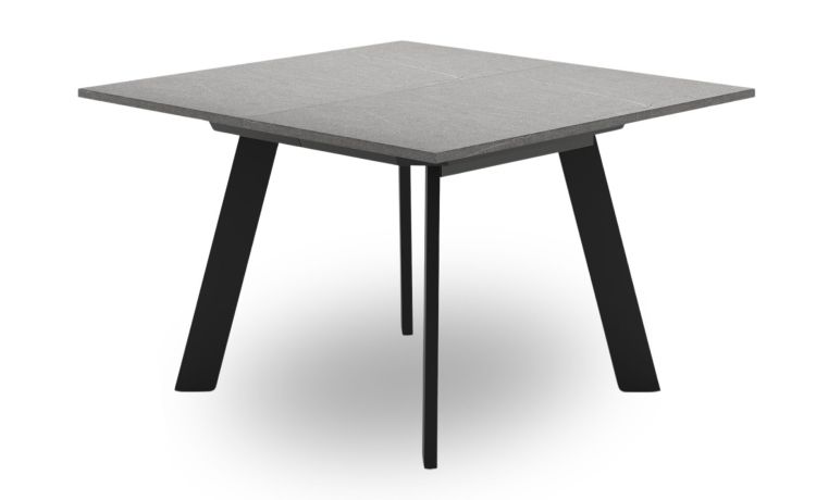 Tirana tavolo allungabile in marmo grigio-Piano in melaminico e gambe in metallo verniciato-Grigio-Melaminico-76 cmx180 cm