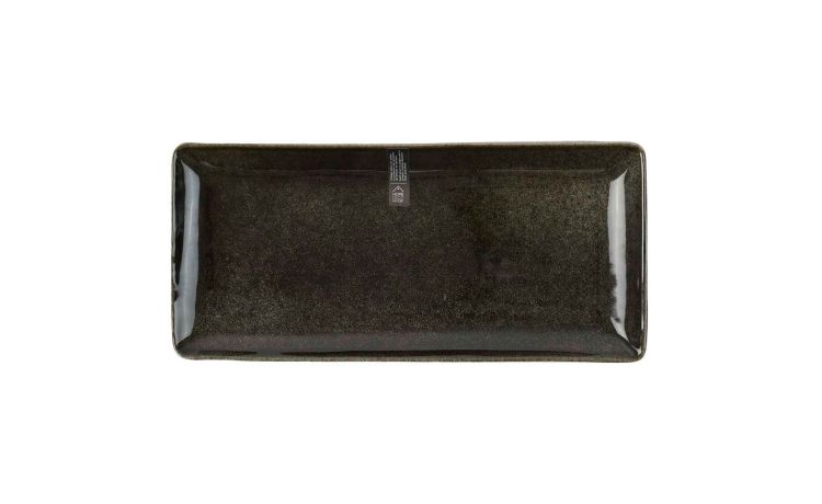 Greta piatto da portata in gres nero 32x15 cm--Nero-Gres