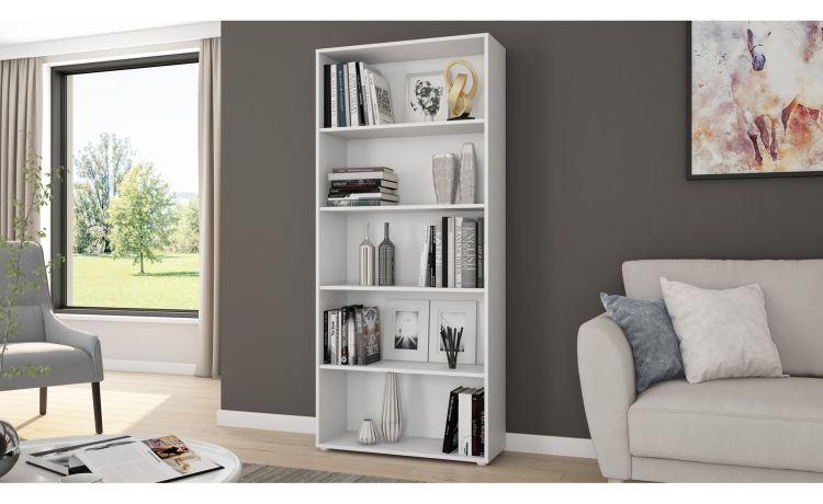 Box libreria bianco opaco L80 cm--Bianco-Melaminico-180 cmx80 cm