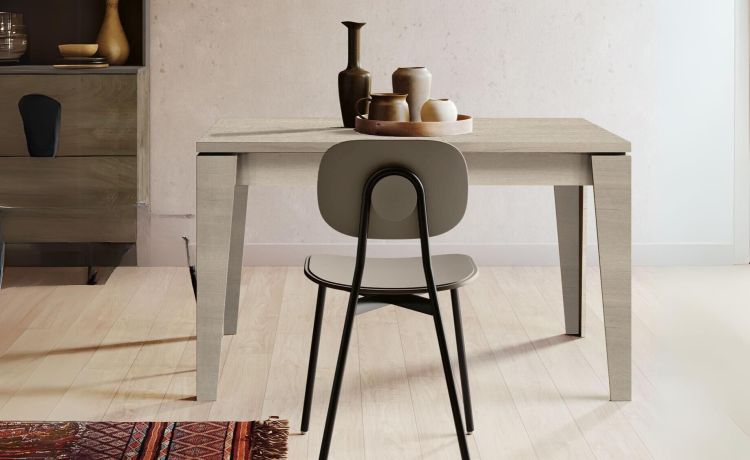 Lot tavolo allungabile rovere sbiancato-Tavolo allungabile-Legno bianco-Pannello-75 cmx160 cm