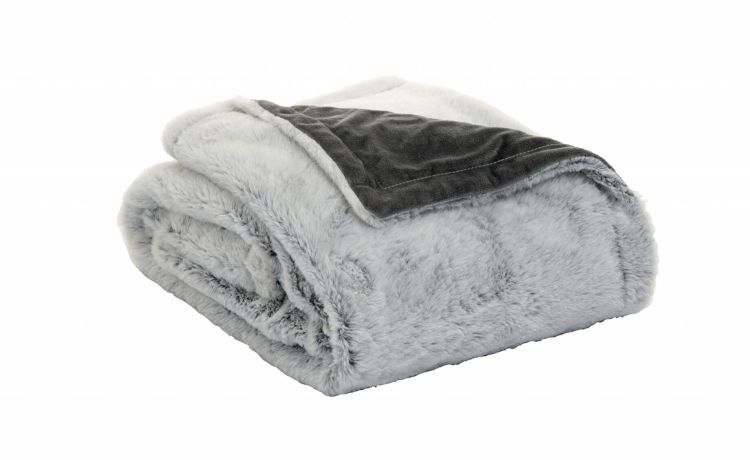 Peony Faux Fur plaid grigio 120x160 cm- --100% Poliestere-160 cmx120 cm