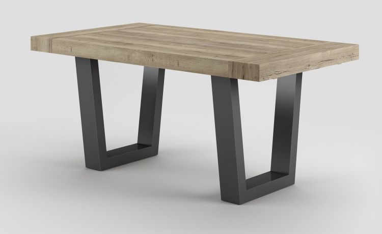 Dual tavolo in pannello nobilitato colore rovere rustico L140/220 cm-Le braccia di allungamento in legno di faggio-Legno scuro-Nobilitato-76 cmx140 cm