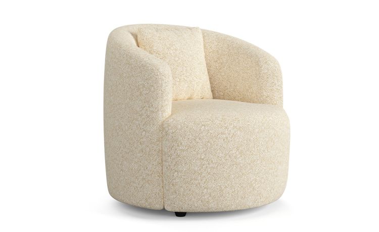 Creta poltrona in tessuto color panna-Cuscino incluso-Beige-Tessuto-70 cmx77 cm