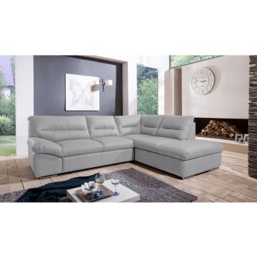 Bull divano angolare in tessuto grigio-Panchetta relax estraibile e contenitore-Grigio-Tessuto-87 cmx268 cm