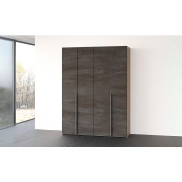 Mia armadio 4 ante batteti noce biondo/ossido-In pannello nobilitato decorativo -Legno scuro-Nobilitato-238 cmx161 cm