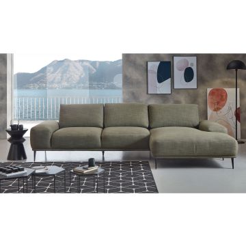 Golden divano angolare in tessuto verde-Imbottitura in memory foam-Verde-Tessuto-85 cmx324 cm