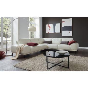 Golden divano angolare in tessuto bianco-Imbottitura in memory foam-Bianco-Tessuto-85 cmx295 cm