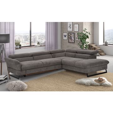 Haiti divano angolare in tessuto grigio-con panchetta estraibile-Grigio-Tessuto-198 x 126 cm