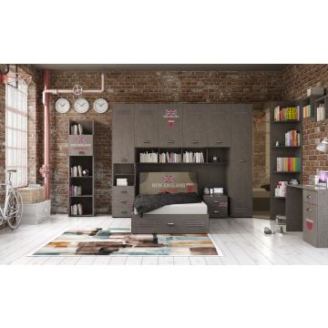 Street cabina 1 anta battente grigio con serigrafie -In pannello nobilitato-Cemento-Pannello-238 cmx85 cm
