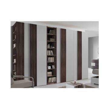 Monica armadio battente 6 ante con libreria a sinistra-In pannello ecologico certificato-Bianco-Pannello ecologico-246 cmx354