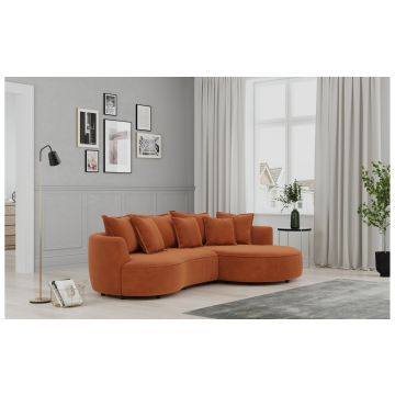 Chic divano 3 posti con penisola color mattone--Mattone-Tessuto-66 cmx287 cm