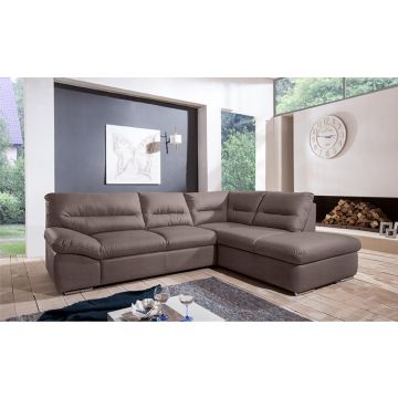 Bull divano angolare in tessuto ambra-Panchetta relax estraibile e contenitore-Marrone-Tessuto-183 x 123 cm