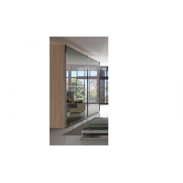 Ilenia armadio 2 ante scorrevoli rovere e specchio fumè-In pannello ecologico certificato-Legno naturale-Pannello ecologico-246 cmx277 cm