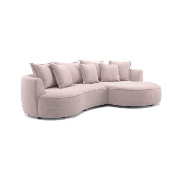 Chic divano 3 posti con penisola rosa--Rosa-Tessuto-66 cmx287 cm