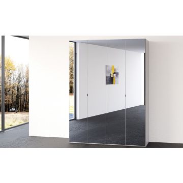 Mia armadio 4 ante battenti specchiate frassino ghiaccio -In pannello nobilitato ì-Legno bianco-Nobilitato-238 cmx161 cm