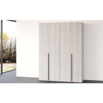 Mia armadio 4 ante battenti frassino ghiaccio -In pannello nobilitato decorativo -Legno bianco-Nobilitato-238 cmx161 cm