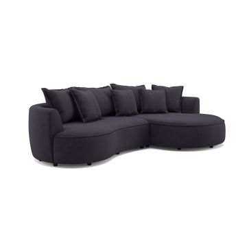 Chic divano 3 posti con penisola nero--Nero-Tessuto-66 cmx287 cm