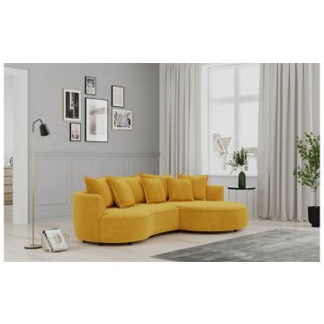 Chic divano 3 posti con penisola giallo--Giallo-Tessuto-66 cmx287 cm