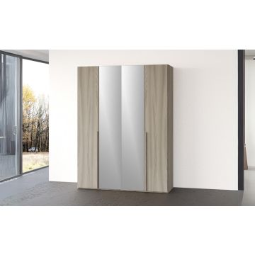 Mia armadio 4 ante battenti olmo con specchi-In pannello nobilitato decorativo -Legno naturale-Nobilitato-238 cmx161 cm