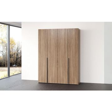 Mia armadio 4 ante battenti noce biondo -In pannello nobilitato decorativo -Legno scuro-Nobilitato-238 cmx161 cm