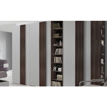 Monica armadio battente 6 ante con libreria a destra-In pannello ecologico certificato-Legno naturale-Pannello ecologico-246 cmx354