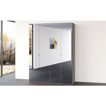 Mia armadio 4 ante battenti specchiate olmo delicato-In pannello nobilitato-Legno naturale-Nobilitato-238 cmx161 cm