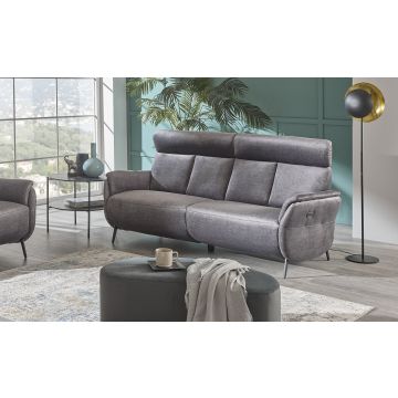 Urbino divano relax 3 posti in tessuto nero-Seduta relax elettrico-Nero-Tessuto-97 cmx185 cm