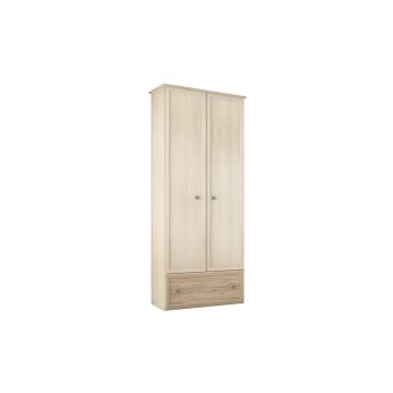 Susy armadio 2 ante battenti e 1 cassetto betulla-In pannello ecologico certificato-Legno naturale-Pannello ecologico-241 cmx88 cm