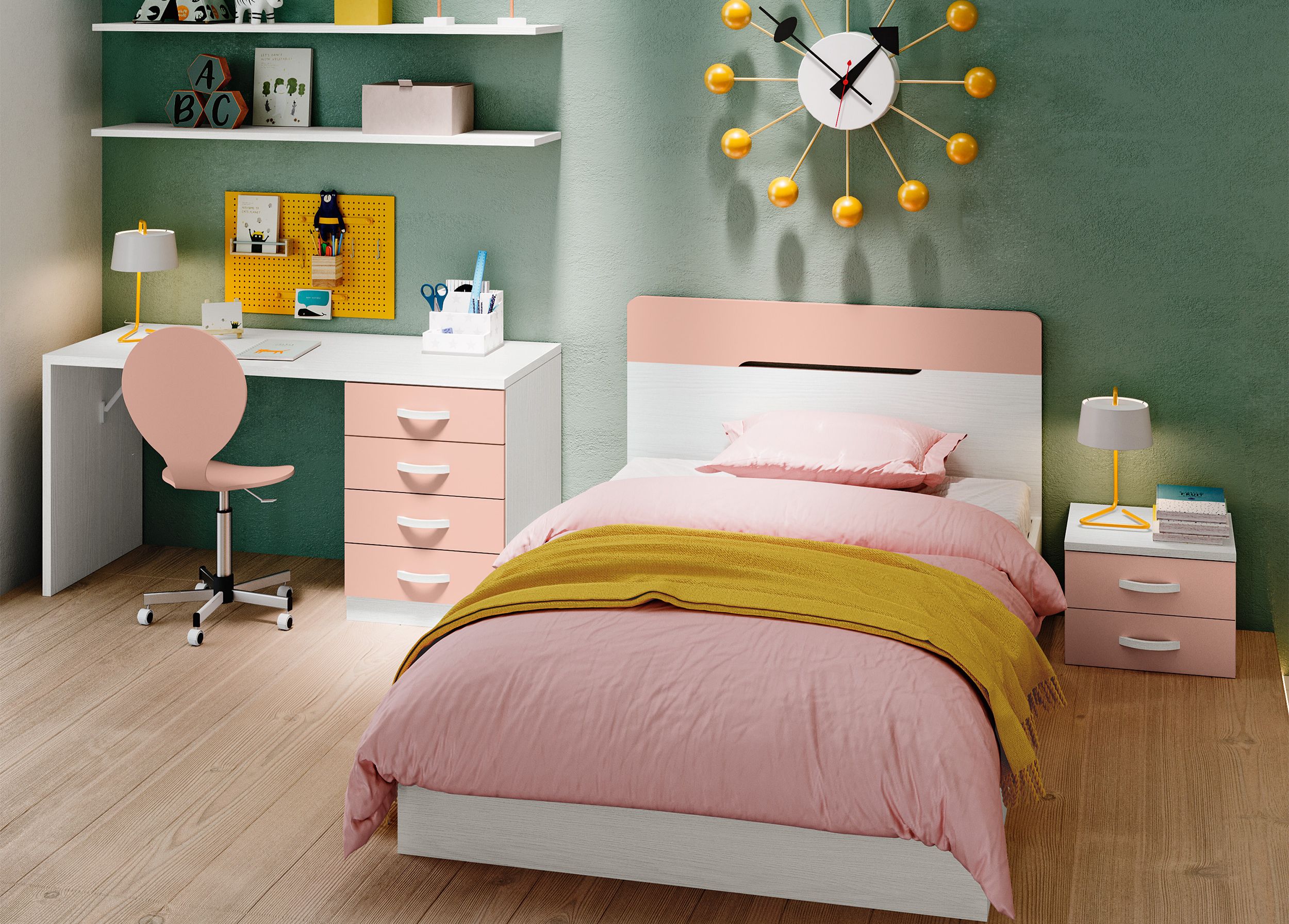 letto rosa cameretta a progettazione Fenix